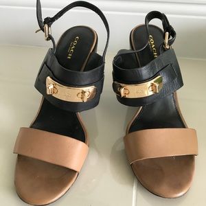 Coach two-tone sandal block heels